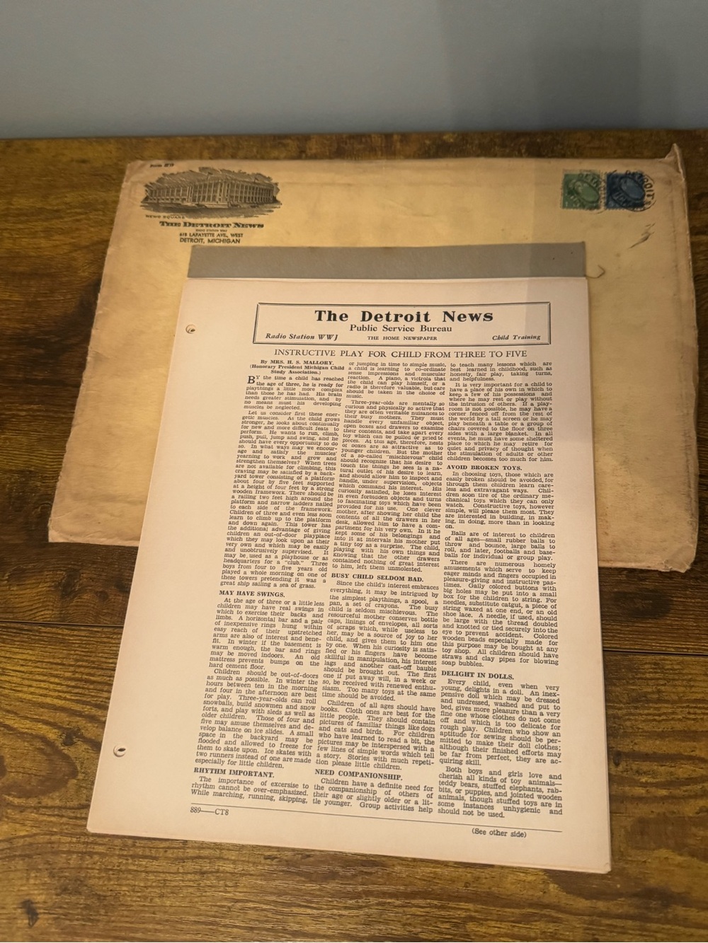 Vintage Detroit News Public Service Bureau Child Training Packet 16 Sheets WWJ
